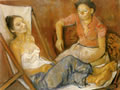 La sdraio bianca, anni ’60, olio su tela, cm 60x80, Napoli, collezione privata